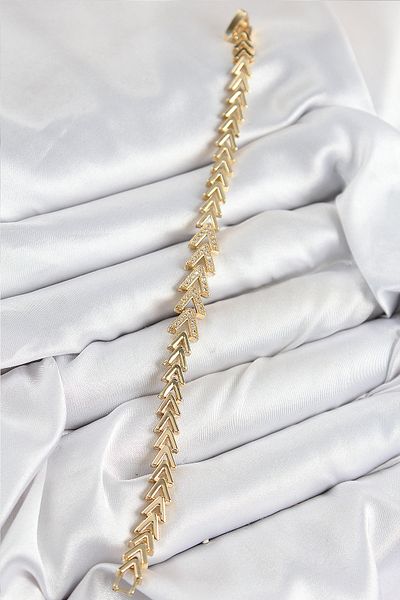 callerrons accessories Brass Zircon Stone Row Arrow Model Gold Color Women's Bracelet - Ebj250726W36827