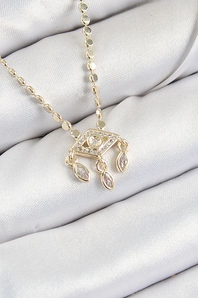 callerrons accessories Brass Zircon Stone Hanging Eye Model Crush Chain Gold Color Women's Necklace - Ebj250726W36920