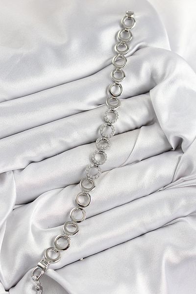 callerrons accessories Brass Zircon Stone Row Ring Model Silver Color Women's Bracelet - Ebj250726W36824