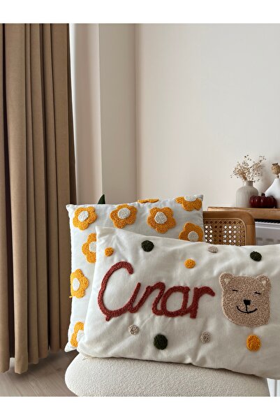 Punch Kişiye Özel Tek İsimli Yastık Kılıfı - 35x50 cm El Yapımı Bebek ve Çocu...