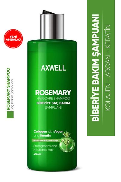 AXWELL 400 ml Rosemary Shampoo - Anti-Spill and Fast Growth with Keratin Argan and Collagen Content