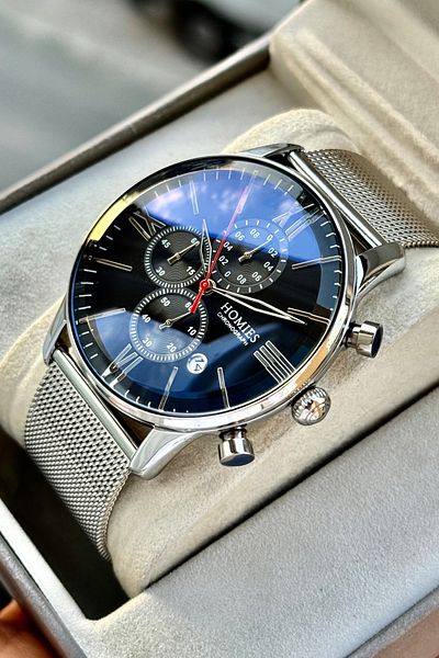 Homies Men's Watch Silver Color Original Stainless Steel Mesh Cord Box with Gift and Bracelet.