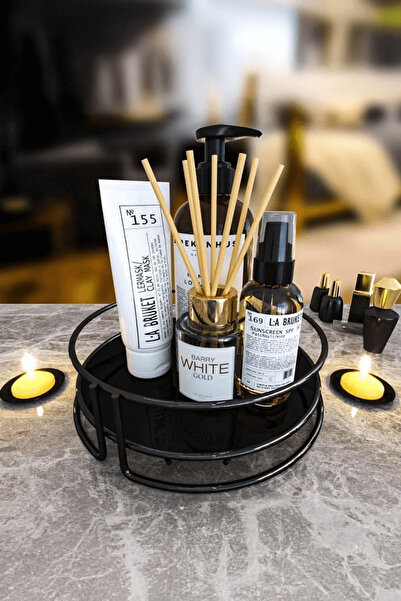 Sas Haus منظم مستحضرات التجميل والمجوهرات ذو طابق واحد باللون الأسود - خدمة متعددة الأغراض، صينية تقديم، منظم للوجبات الخفيفة