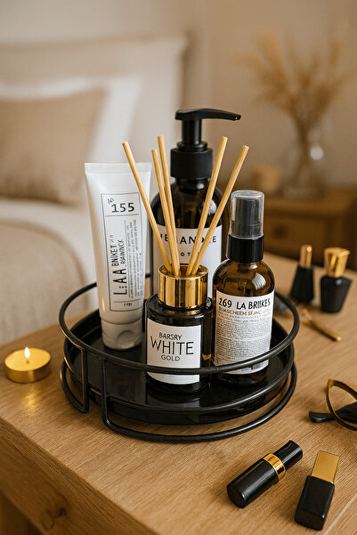 Sas Haus منظم مستحضرات التجميل والمجوهرات ذو طابق واحد باللون الأسود - خدمة متعددة الأغراض، صينية تقديم، منظم للوجبات الخفيفة