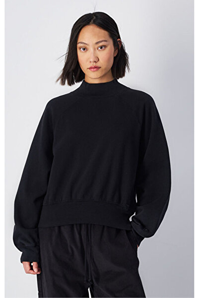 Champion Vintage Wash Mock Turtle Neck Long Sleeves Sweatshirt Siyah Kadın Sw...