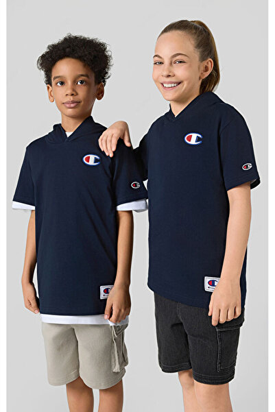 Champion Retro Sport Hooded Top Navy Blue Children's Hooded Sweatshirt-306855...