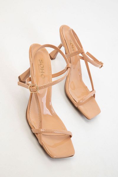 SOHO Nude Patent Leather Classic Heeled Shoes 20390