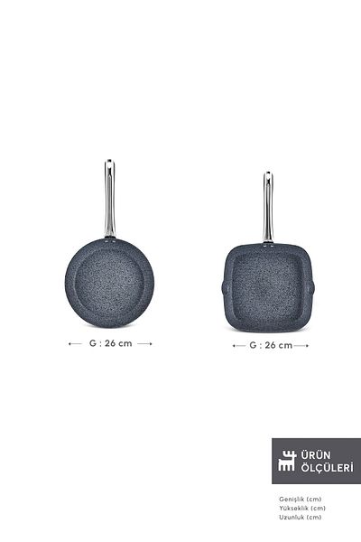 Karaca 2 Pcs Black Pan Grill Set Biogranit Monet