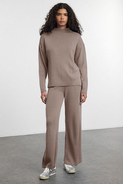 Trendyol Collection Комплект от горна и долна част на плетено яке от норка с яка стойка TWOAW21AU0060