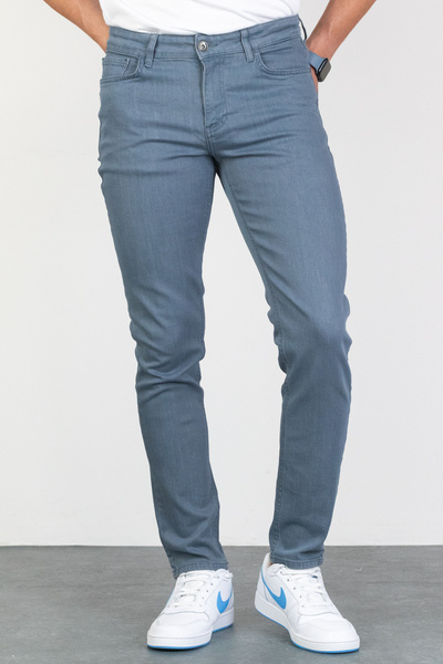 HLT JEANS Erkek Mavi Slim Fit Taşlamalı Likralı Esnek Kot Pantolon Hlthe001946