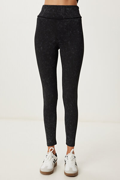 Happiness İstanbul Women's Black Washed Knitted Leggings Pants Ub00462