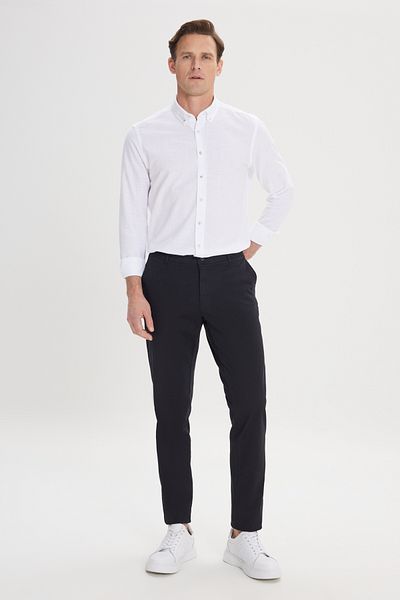 AC&Co / Altınyıldız Classics Μαύρο Slim Fit Ανδρικό παντελόνι Chino - Πλαϊνή τσέπη