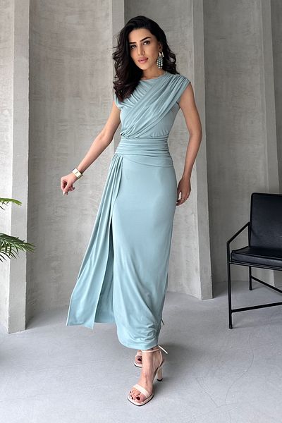 Trendyol Collection Μέντα Body Fitting Maxi Κομψό βραδινό φόρεμα επιστροφής στο σπίτι TPRSS25EL00316