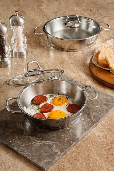 Hisar Teos 4 Piece Steel Sahan Set with Induction Base