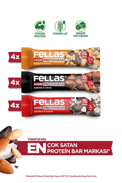 Fellas High Protein Bar 45g Mixed Box 12Pcs (3 Kinds)
