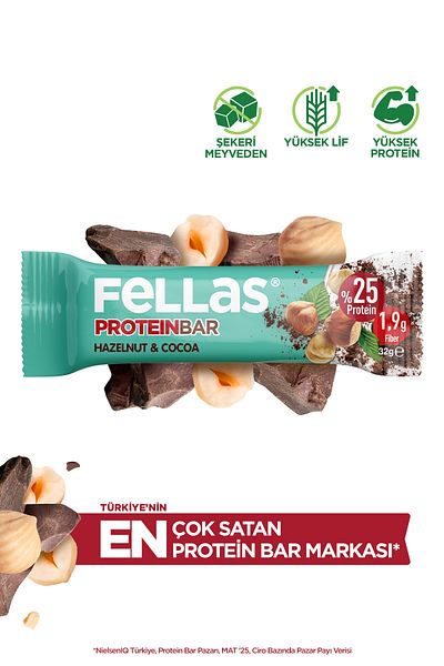 Fellas 32 gr x 12 Protein Bars - Hazelnut and Cocoa