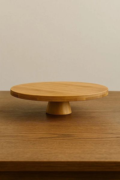 ERKUGO Bamboo Oval Pedestal Presentation Stand, Cake Riser (24.5X5.5Cm)