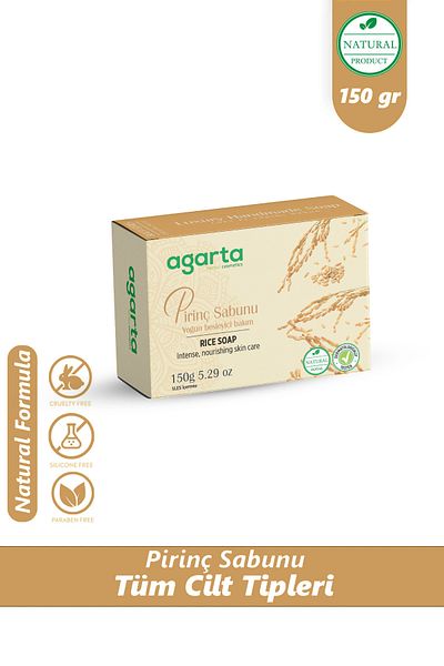 Agarta صابون الأرز الطبيعي لتبييض البشرة مصنوع يدويًا 150 جرام