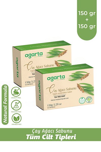 Agarta Set of 2 Natural Handmade Tea Tree Soap 150 Gr