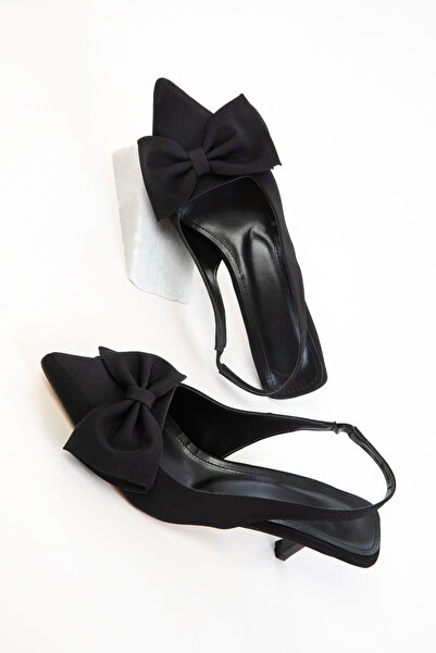 SOHO Siyah Mat Saten Kadın Klasik Topuklu Ayakkabı 20780