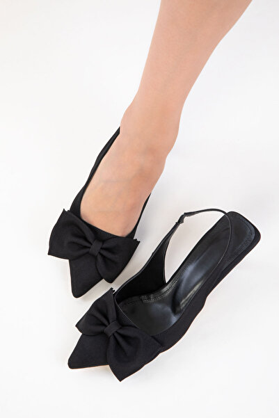 SOHO Siyah Mat Saten Kadın Klasik Topuklu Ayakkabı 20780