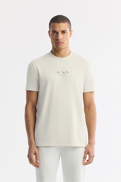 Avva Tricou pentru bărbați, alb, cu decolteu, cu hologramă, imprimat interlock A51Y1006