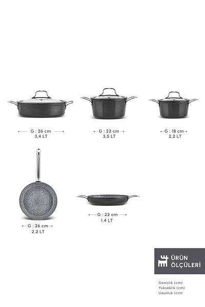 Karaca Biogranit Monet 8 Piece Pot and Pan Set Black