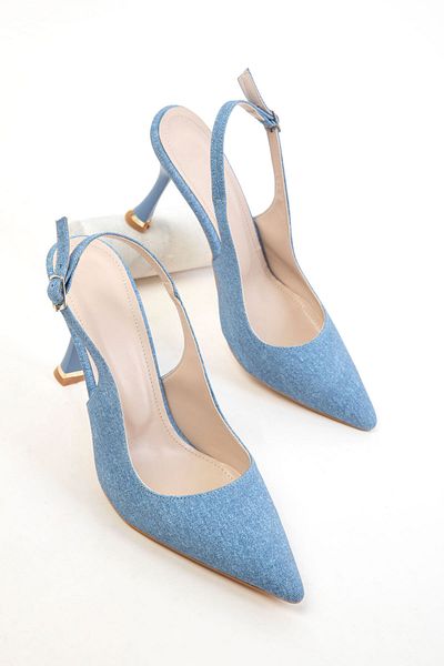 SOHO Pantofi clasici cu toc pentru femei din denim albastru 20783