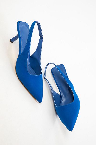 SOHO Saks Blue Matte Satin Women's Classic Heeled Shoes 20782