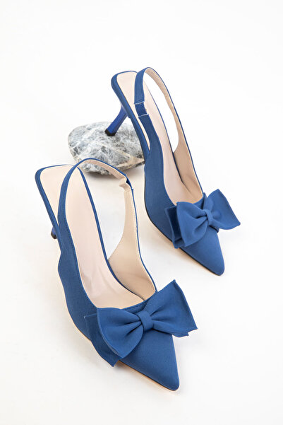 SOHO Saks Blue Matte Satin Women's Classic Heeled Shoes 20780