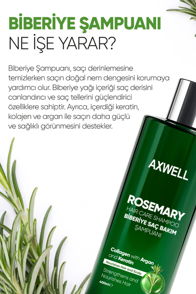 AXWELL Biberiye Şampuanı Dökülme Karşıtı ve Hızlı Uzamaya Yardımcı Keratin Argan ve Kolajen İçerikli 400 ML