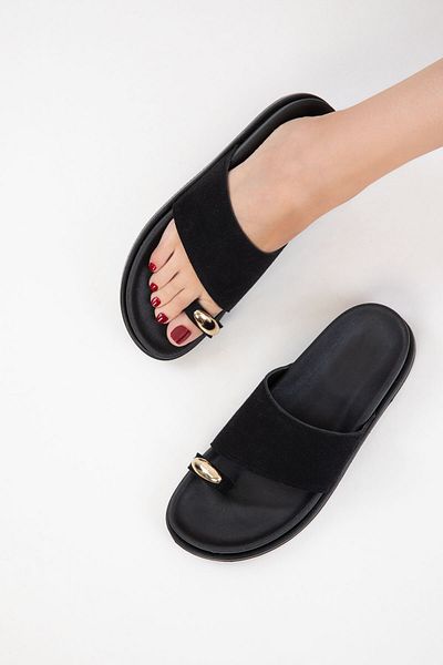 SOHO Papuci de damă din piele intoarsa neagra 20789
