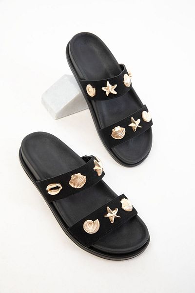 SOHO Papuci de damă din piele intoarsa neagra 20788
