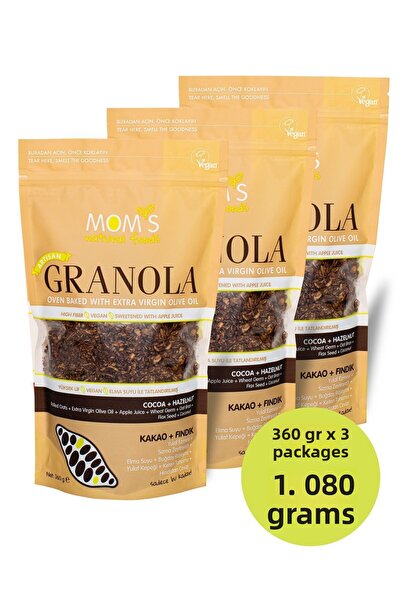 Mom's Natural Foods 360 جرام كاكاو-فنديك جرانولا - مجموعة من 3 قطع