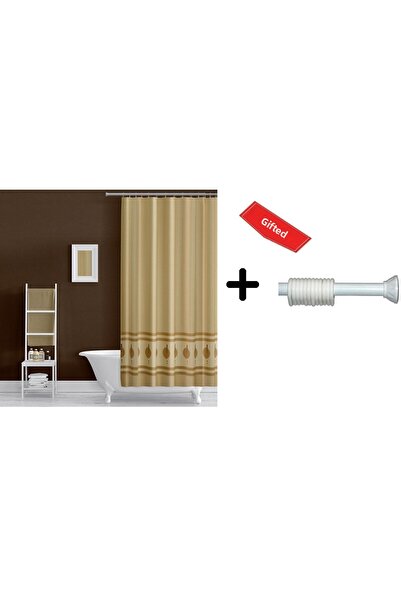 Zethome Κουρτίνα μπάνιου 5030 Καφέ 110x200 Κουρτίνα με Σωλήνα Κρεμάστρα 90x130 Δώρο