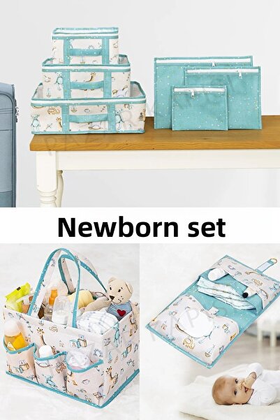 teknotrust Blue Baby Newborn Set, Suitcase and Care Bag, Stylish and Convenie...