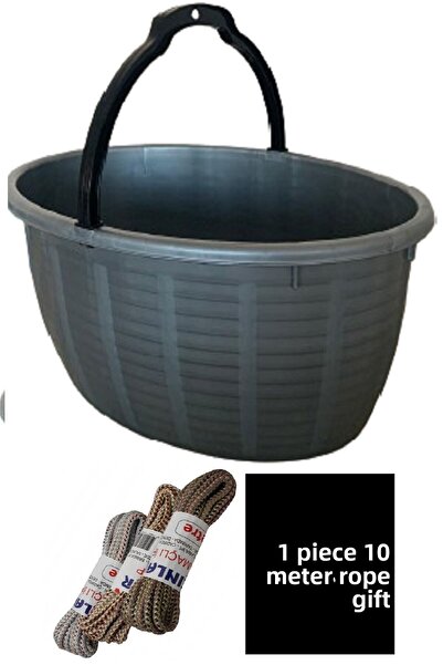 DEEMBRO Coș oval pentru balcon cu capacitate de 14,5 l + set cadou cu frânghie de 10 m - Dimensiune 41,5*29*19,5 cm