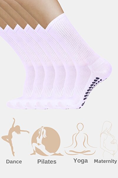 belyy 5 чифта чорапи за пилатес за жени Нехлъзгаща подметка Чорапи за йога, балет, танци, упражнения и чорапи за бременни
