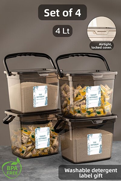 Meleni Home Миещ се етикет от 4 части Таблетка на прах Контейнер за съхранени...