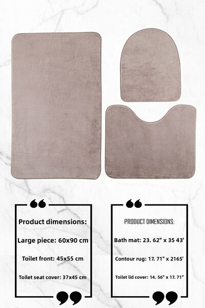 lohusahamile Σετ Τουαλέτας 3 τεμαχίων Σετ Χαλάκι Μπάνιου 60Χ90 ΓΑΛΑΚΤΩΜΑ ΚΑΦΕ