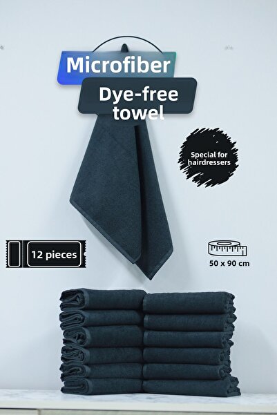 denizlicotton Special Dye-Repellent Microfiber Hair Towel for Hairdressers 50X90 cm Set of 12