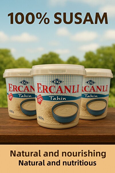 ERCANLI Meşhur Denizli Kale Tahini 950 g X 3 Pieces (100% Sesame)