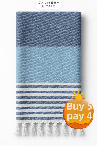 Calmera Natura Peshtemal |   Βαμβάκι - Φυσικό κρόσσι |   Παραλία, Πισίνα, Σπα, Σάουνα, Αθλητισμός, Πετσέτα Ταξιδίου - Μπλε
