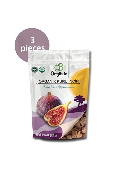 Orgibite التين المجفف العضوي 130 جرام مجموعة من 3 قطع