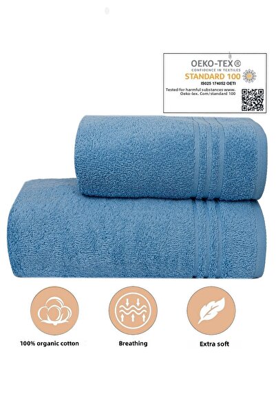 Dotamess Комплект от 2 кърпи за баня Milano Premium от 100% органичен памук: 1 кърпа за баня и 1 кърпа за ръце и лице