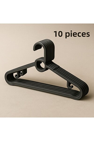 Home Set de 10 umerașe din plastic multifuncțional negru, design anti-alunecare, durabil și elegant