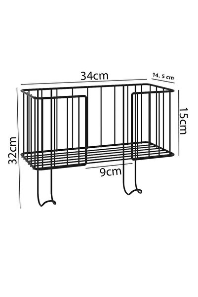 Alper Banyo Stainless Behind Door Ironing and Ironing Board Hanger Ironing Organizer Rack - Black