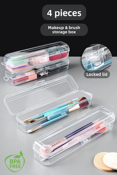 Meleni Home منظم مكياج محمول مكون من 4 قطع - حامل فرشاة منظم لمستحضرات التجمي...