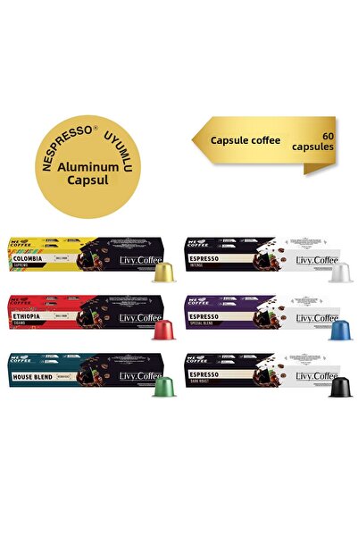 Livy Coffee نسبريسو ®   متوافق مع 60 كبسولة قهوة - كبسولة ألومنيوم