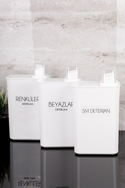 Dolkin Home Set of 3 Self-Scaled Detergent Dispenser Boxes Colors Whites Liquid Detergent Labeled 3000ml